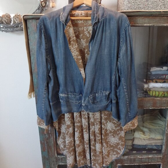 Jaded Gypsy Denim Tuxedo Reversable Jacket - Picture 1 of 10